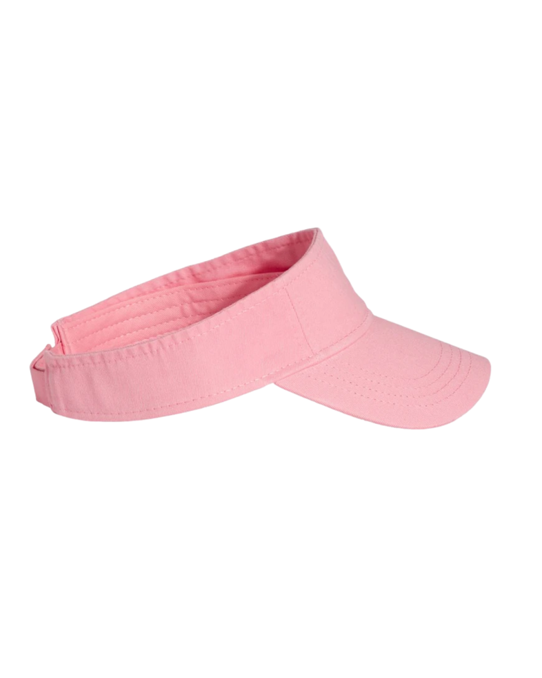 Image of a model wearing a VC500 Valucap Bio-Washed Visor